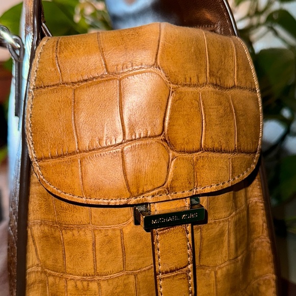 Michael Kors Brown Crocodile-Embossed Satchel Handbag - Picture 12 of 16